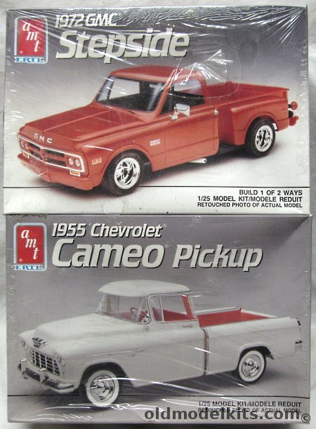 AMT 1/25 1972 GMC Stepside and 1955 Chevrolet Cameo Pickup Truck, 6081 6053 plastic model kit
